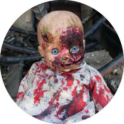 Halloween – popálená panenka v šatech – jedlý papír na dort