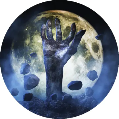 Halloween – zombie ruka a úplněk – jedlý papír na dort