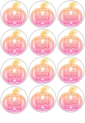 Halloween – neonová růžovo-oranžová dýně – jedlá kolečka na cupcakes
