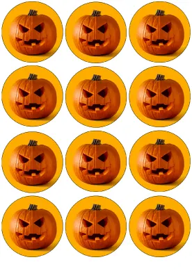 Halloween – svítící vyřezávaná dýně – jedlá kolečka na cupcakes
