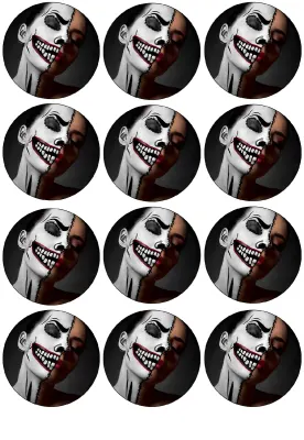 Halloween – dělená tvář se sešitým úsměvem – jedlá kolečka na cupcakes