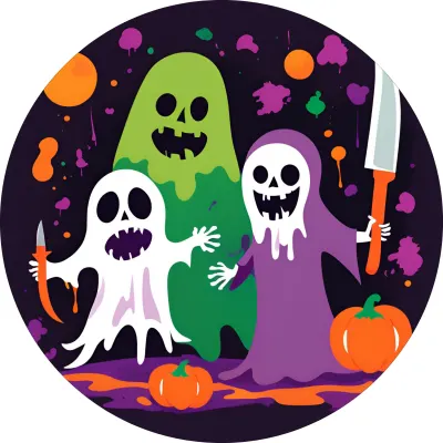 Halloween – Trojice strašidel a dýně – jedlý papír na dort