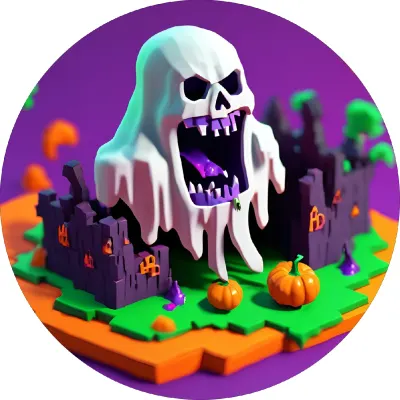 Halloween – 3D duch nad zříceninou – jedlý papír na dort