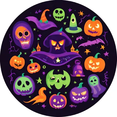Halloween – čarodějnický klobouk a lebky – jedlý papír na dort
