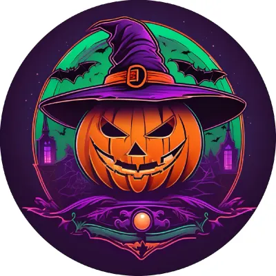 Halloween – dýně v klobouku a zelený měsíc – jedlý papír na dort
