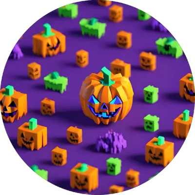 Halloween – geometrická kostičkovaná dýně – jedlý papír na dort