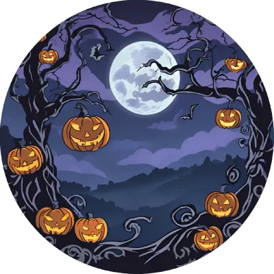 Halloween – dýně visící na větvích – jedlý papír na dort