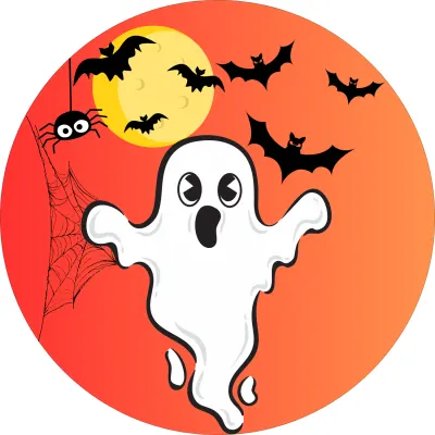 Halloween – Překvapený bílý duch – jedlý papír na dort