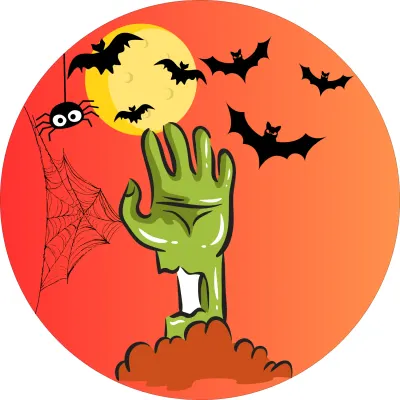 Halloween – zelená ruka ze země a pavouk – jedlý papír na dort