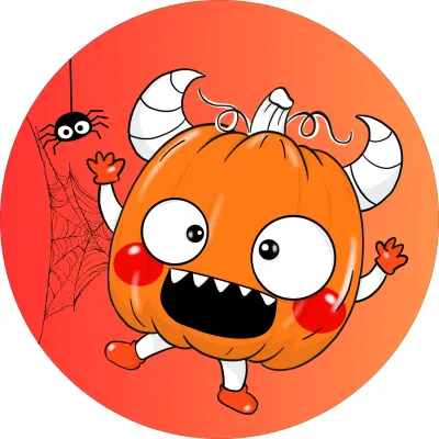 Halloween – veselá dýně s růžky a pavouk – jedlý papír na dort