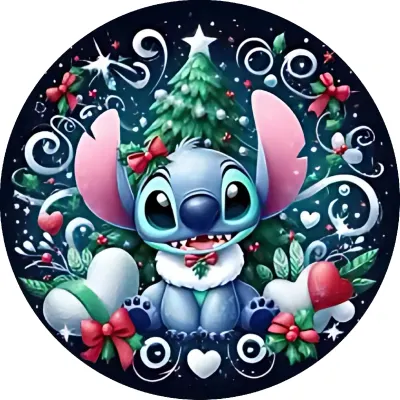 Lilo & Stitch – Stitch s mašlí u stromečku – jedlý papír na dort