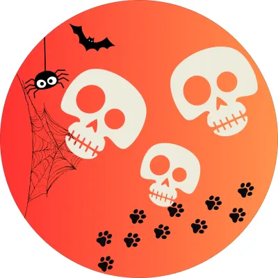Halloween – tři bílé lebky a tlapky – jedlý papír na dort