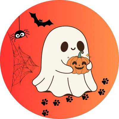Halloween – duch držící dýni – jedlý papír na dort