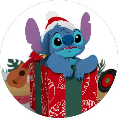 Lilo & Stitch – Stitch v dárku s ukulele – jedlý papír na dort