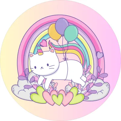 Kočička unicorn – jedlý papír na dort