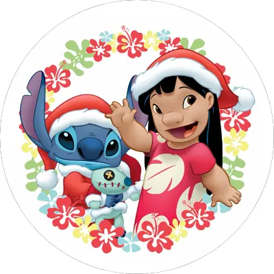 Lilo & Stitch – v květinovém věnci se Scrump – jedlý papír na dort