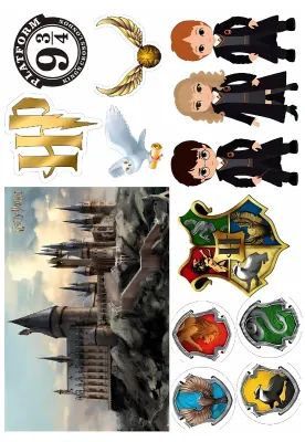 Harry Potter – mix – obdélníkový jedlý papír na dort