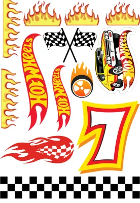 Pro výřez s číslem 0-9, Hot Wheels – obdélníkový jedlý papír na dort