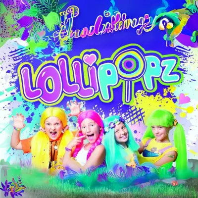 Lollipopz – fialovo-modrý nápis a cákance – obdélníkový jedlý papír na dort