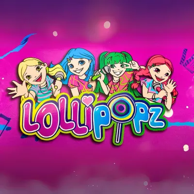 Lollipopz – kreslené dívky, růžové pozadí – obdélníkový jedlý papír na dort