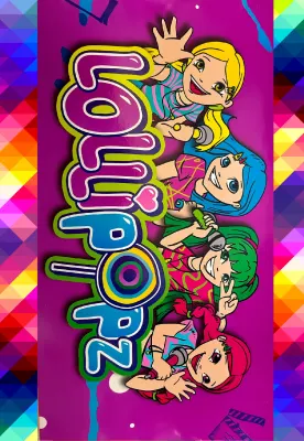 Lollipopz – kreslené zpěvačky, fialové pozadí – obdélníkový jedlý papír na dort