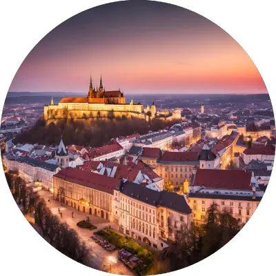 Večerní romantické město – jedlý papír na dort