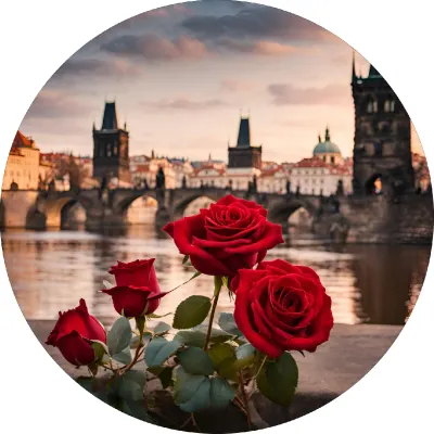 Praha – růže – jedlý papír na dort