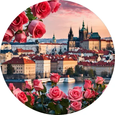 Praha – růže – Valentýn – jedlý papír na dort