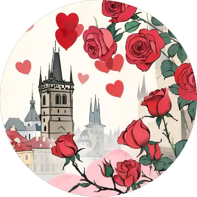 Malovaná Praha – květiny – Valentýn – jedlý papír na dort