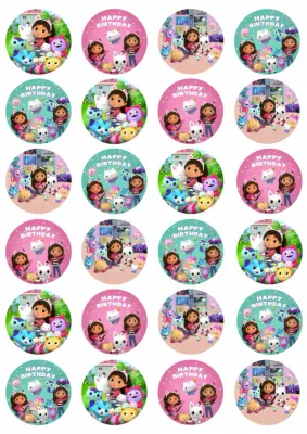 Gábinin domek – Happy Birthday a kočičky – jedlá kolečka na cupcakes