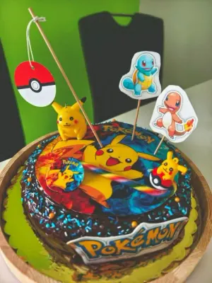 Fotka od zákaznice Martina – Jedlý papír - obrázek na dort - kruh: POKEMON - PIKACHU - BAREVNÝ