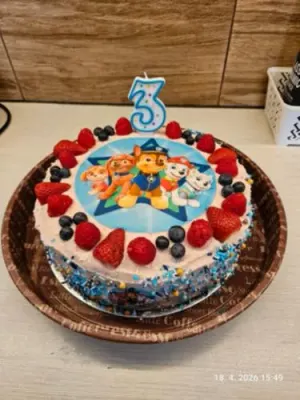 Fotka od zákaznice Andrea – Jedlý papír - obrázek na dort - kruh: PAW PATROL - HVĚZDA
