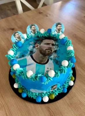 Fotka od zákaznice Monika – Jedlý papír - obrázek na dort - kruh: MESSI ARGENTINA