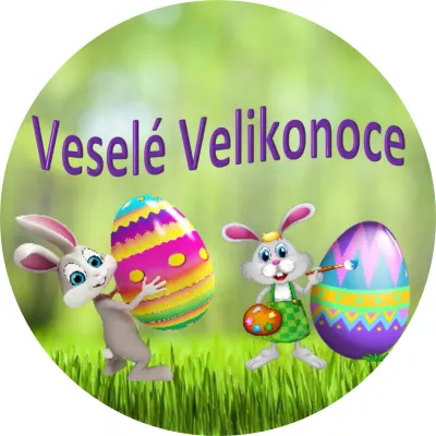 Velikonoce – Zajíčci s malovanými kraslicemi – jedlý papír na dort