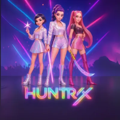 K-Pop Lovkyně démonů – dívčí trio Huntrx – jedlý papír na dort