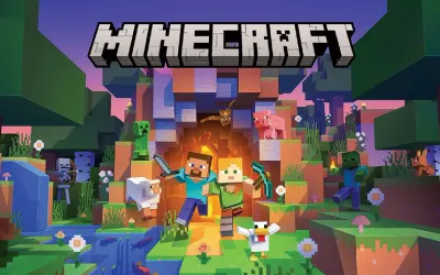 Minecraft – Steve, Alex a herní svět – jedlý papír na dort