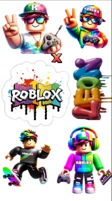 Roblox – barevní gameři a logo – jedlý papír na dort