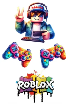 Roblox – herní postavička, ovladače a logo – jedlý papír na dort