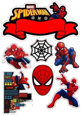 Spider-Man – postavičky k vystřižení s bannerem – jedlý papír na dort