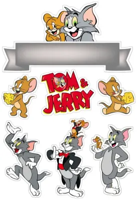 Tom a Jerry – postavičky k vystřižení a jmenovka – jedlý papír na dort