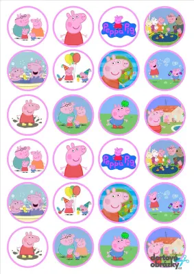 Prasátko Peppa – rodina a přátelé – jedlá kolečka na cupcakes