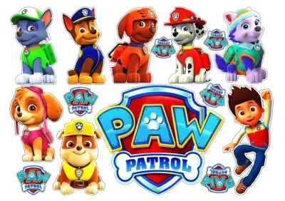 Tlapková patrola – pejsci a Ryder k vystřižení – jedlý papír na dort
