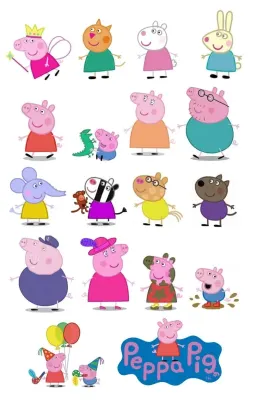 Prasátko Peppa – postavičky k vystřižení – jedlý papír na dort