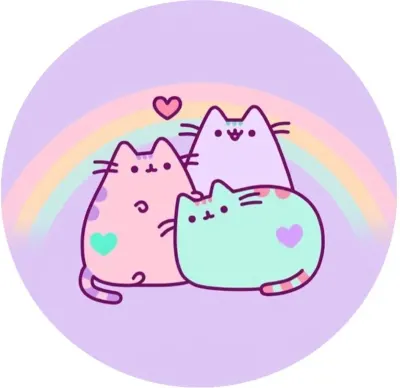 Pusheen – kočičky s duhou – jedlý papír na dort