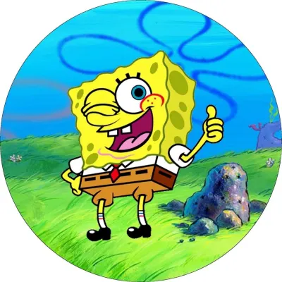 SpongeBob v kalhotách – usměvavý SpongeBob s palcem nahoru – jedlý papír na dort