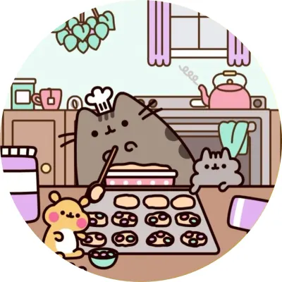 Kočička Pusheen – Pečení sušenek v kuchyni – jedlý papír na dort