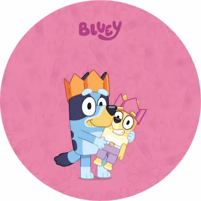Bluey – Bluey s korunkou a panenkou – jedlý papír na dort