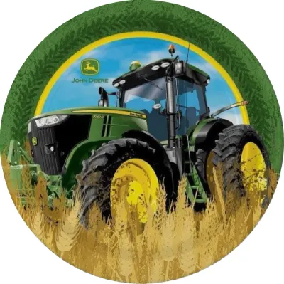 Traktory – zelený traktor v poli – jedlý papír na dort