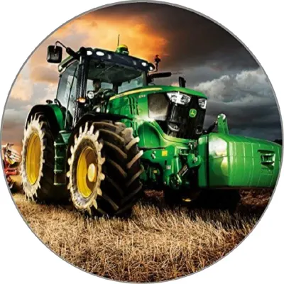 Traktory – Zelený traktor na poli – jedlý papír na dort
