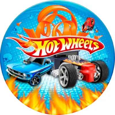 Hot Wheels – závodní auta a plameny – jedlý papír na dort